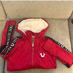 Red and black windbreaker